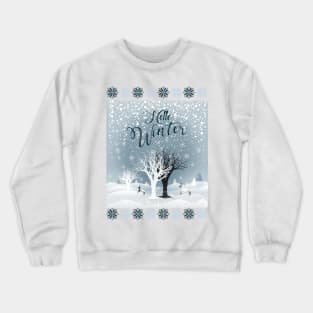 Winter Holiday Fairy Tale Snowy Forest and Reindeer Crewneck Sweatshirt